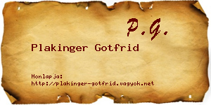 Plakinger Gotfrid névjegykártya